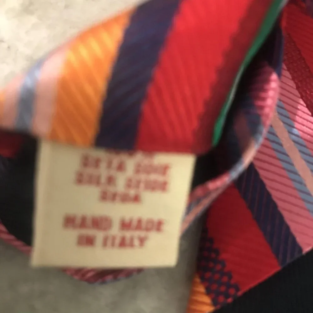 Altea‎ Milano Tie Mens Multicolor Striped Silk Handmade Italy Bold Formal 3x59in